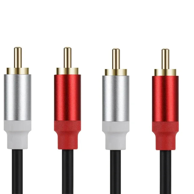 Metal shell Gold Plated Double RCA Male to 2 Two RCA Female Audio Video Cable Line twin RCA Male Video Audio Cord Wire Line