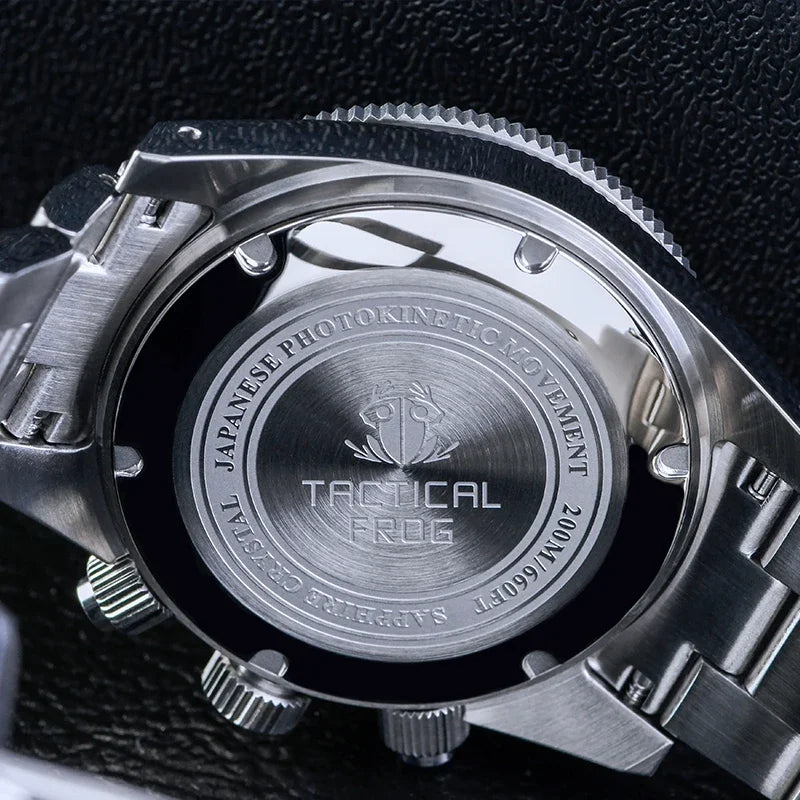 Tactical Frog Chronograph Watch Sapphire Crystal Mirror Ceramic Bezel V2 Solar VS75A Eco-Drive Quartz 20Bar Luminous Mens Watch