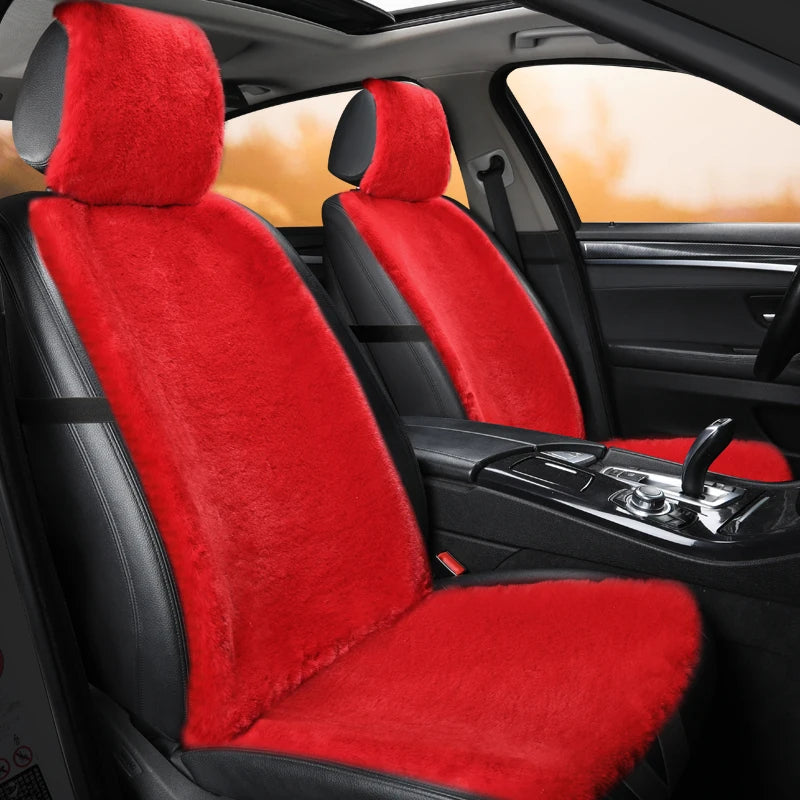 Plush Car Seat Cover Universal Front Backrest Winter Warm Long Faux Fur Non-Slip Seat Cushion Pad  Automobiles Seat Protector