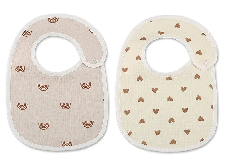 2pcs/set Waterproof Baby Bibs Cotton Infant Feeding Bib Newborn Burp Cloths Bandana for Kids Boys Girls Soft Saliva Towel