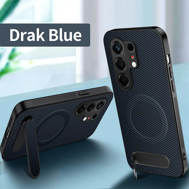 For Tecno Camon 50 40 Pro Plus Case Carbon Fiber Texture Magnetic Bracket PC Cover For Tecno Camon 40C Shockproof Bumper Funda