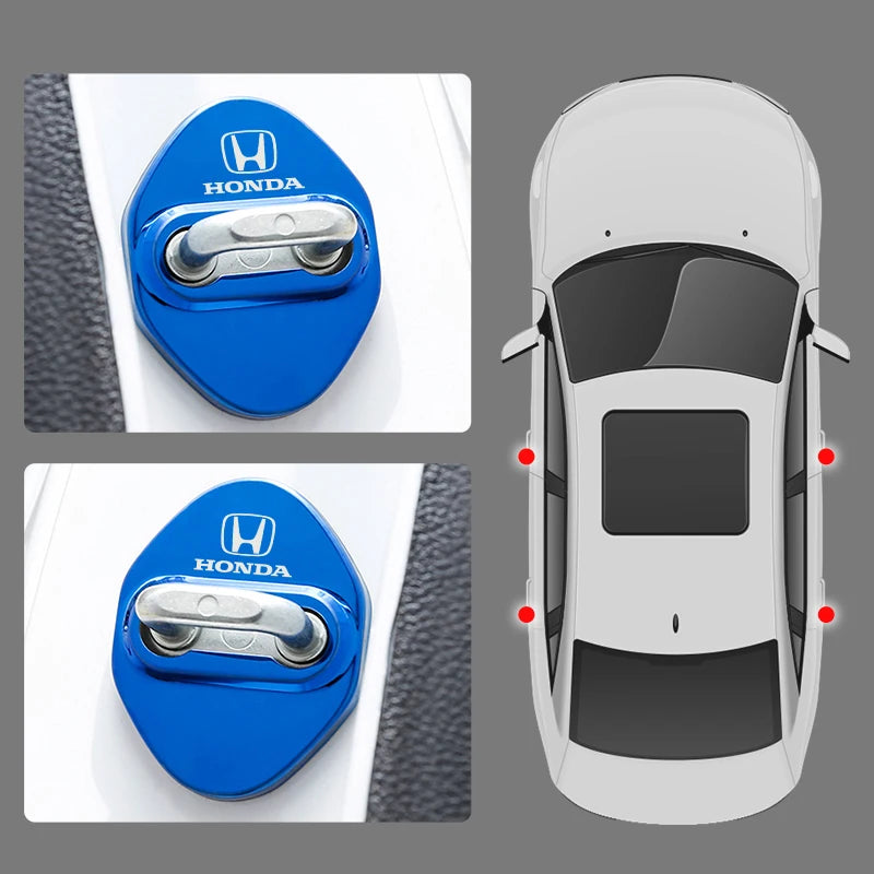 4Pcs Car Door Lock Cover Stainless Steel Protector Cap For Honda Odyssey Spirior CR-V Civic HR-V City Accord