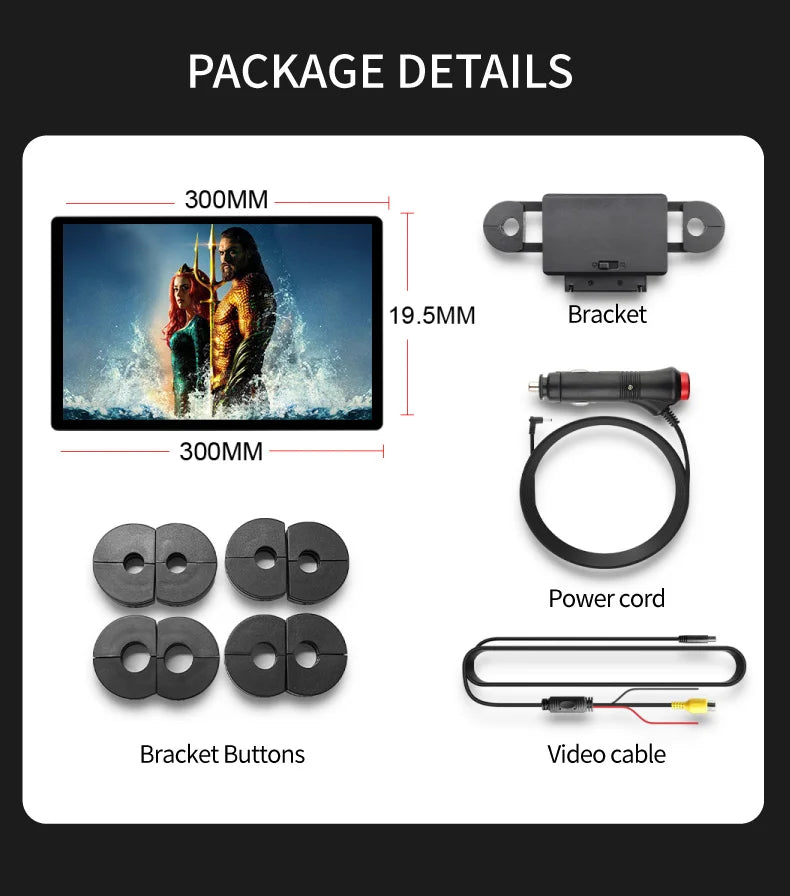 13" Headrest Monitor Android 12 Car Display IPS  2K HD For Car Rear Seat Tablet Touch Screen Video Music TV Player HDMI Input