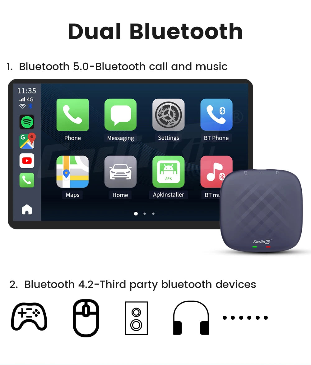 CarlinKit Wireless CarPlay Ai Box Android 13 Plus QCM6125 665 4GLTE for TV or Video Android Auto Car Play Streaming Box 8G+128G