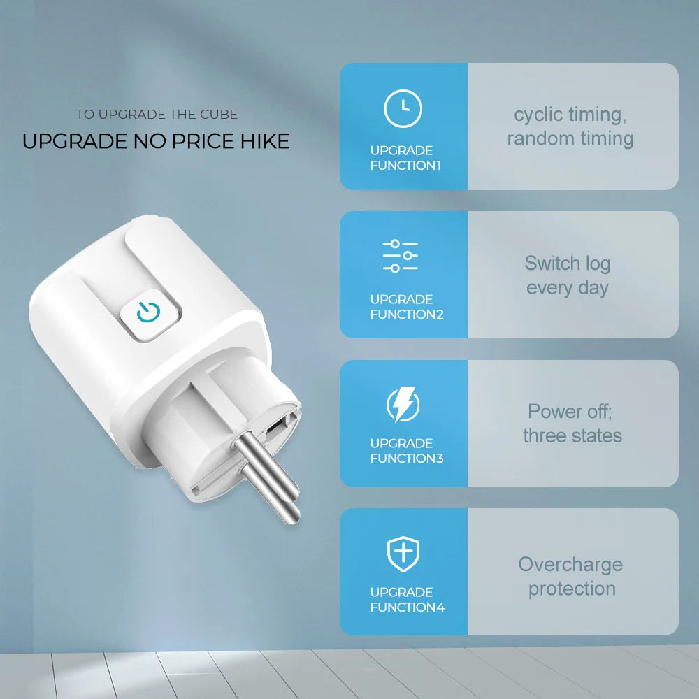 Tuya Smart Wifi Socket 16A/20A EU Smart Plug With Power Monitoring Smart Life APP Remote Control Support Google Assistant Alexa