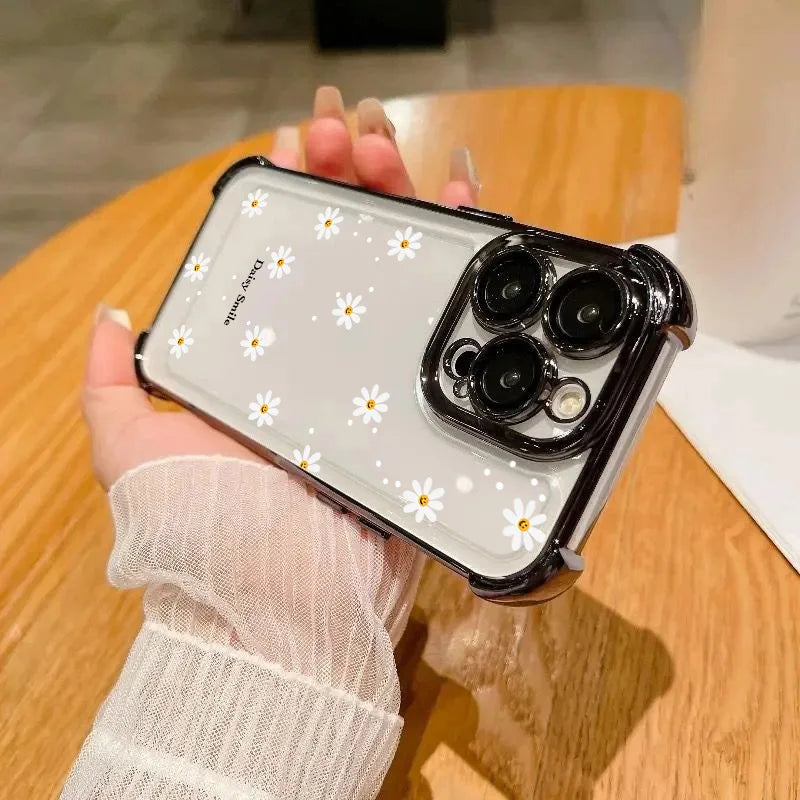 Luxury Plating Clear Flower Case For Realme 15 14 Pro Plus 15T 5G C53 C51 C55 C15 C20 C35 C33 C85 12 13 9 Pro Plus GT 7 Cover
