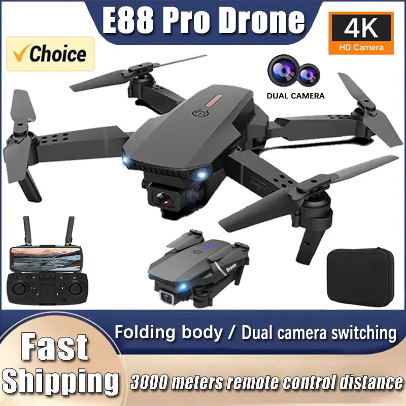 2024 E88Pro RC Drone 4K Professinal With 1080P Wide Angle HD Camera Foldable Helicopter WIFI FPV Height Hold Gift Toy