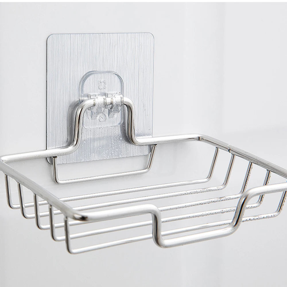 Soap Rack Wall Mounted Soap Holder Stainless Steel Soap Sponge Dish Bathroom Accessories Soap Dishes Self Adhesive