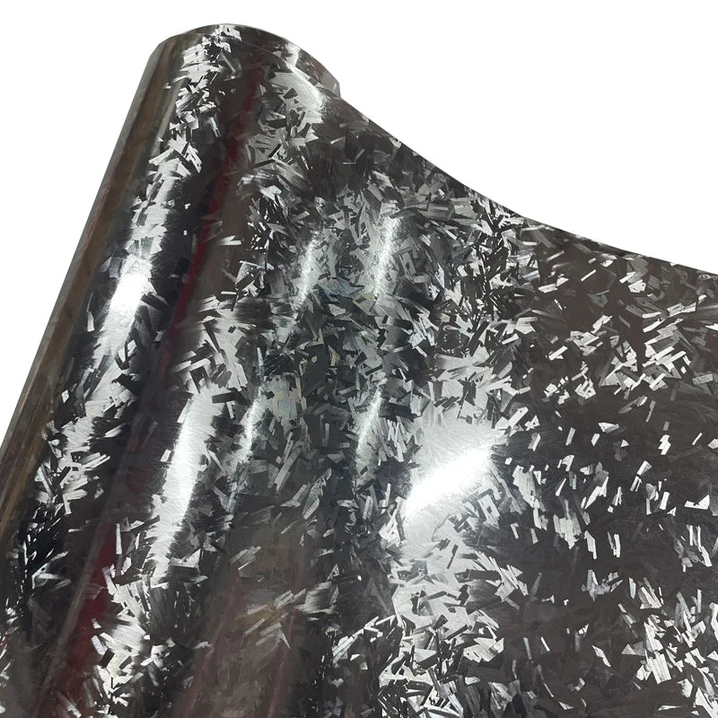 Premium Gloss Chrome Silver Forged Carbon Vinyl Wrap Film with Air Release Self Adhesive Decal Car Wrapping