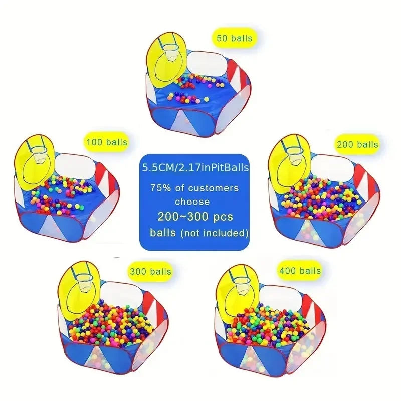 Kids Ball Pit Pop Up Childrens Ball Pits Tent for Toddlers Playhouse Baby Crawl Playpen with Basketball Hoop Zipper Storage Bag
