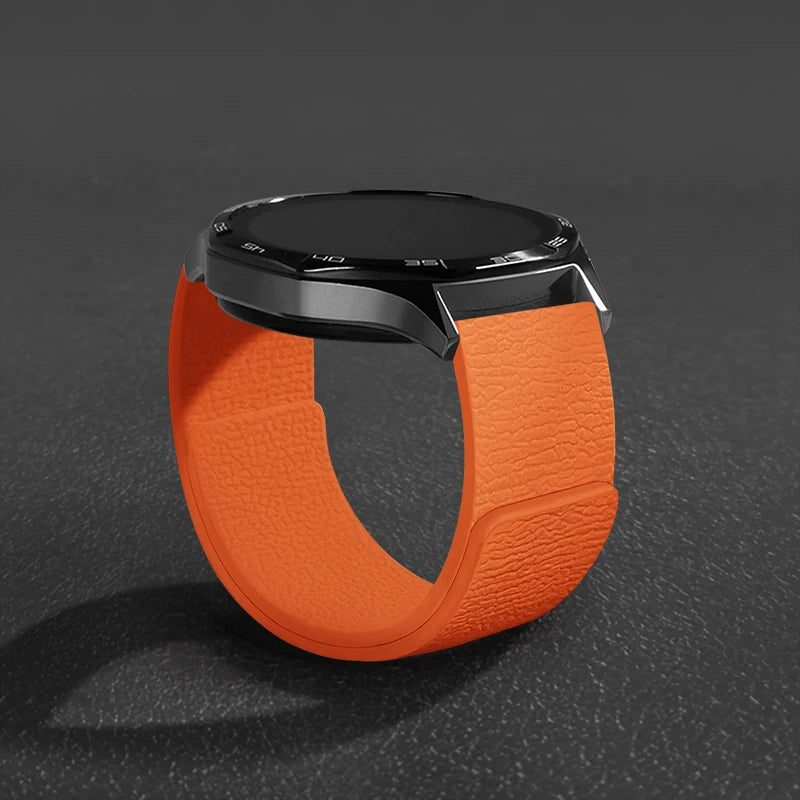 Magnetic Loop Strap For Samsung Galaxy Watch 7/6/5/4 Classic Silicone Lychee pattern 18mm 20mm 22mm Bracelet HUAWEI GT3-4-5 Band