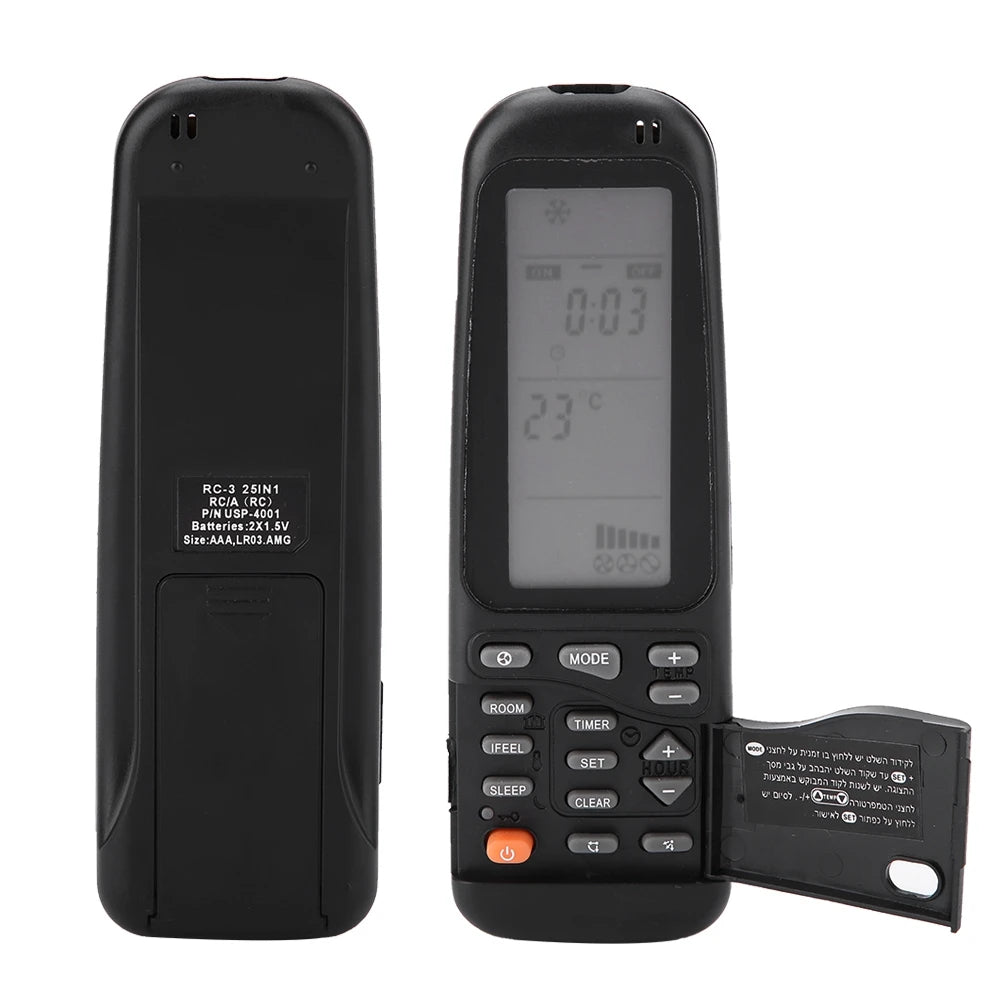 Air Conditioning Remote Control Replacement 25 in 1 Air Conditioner Remote Control for Electra/ Airwell/ Emailair/ Elco RC-3