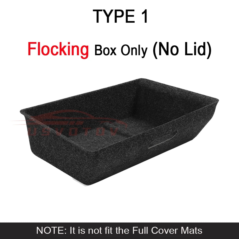 For Tesla Model Y High Capacity Organizer Case Felt Cloth Drawer Holder Under Seat Hidden Box Storage Box Black