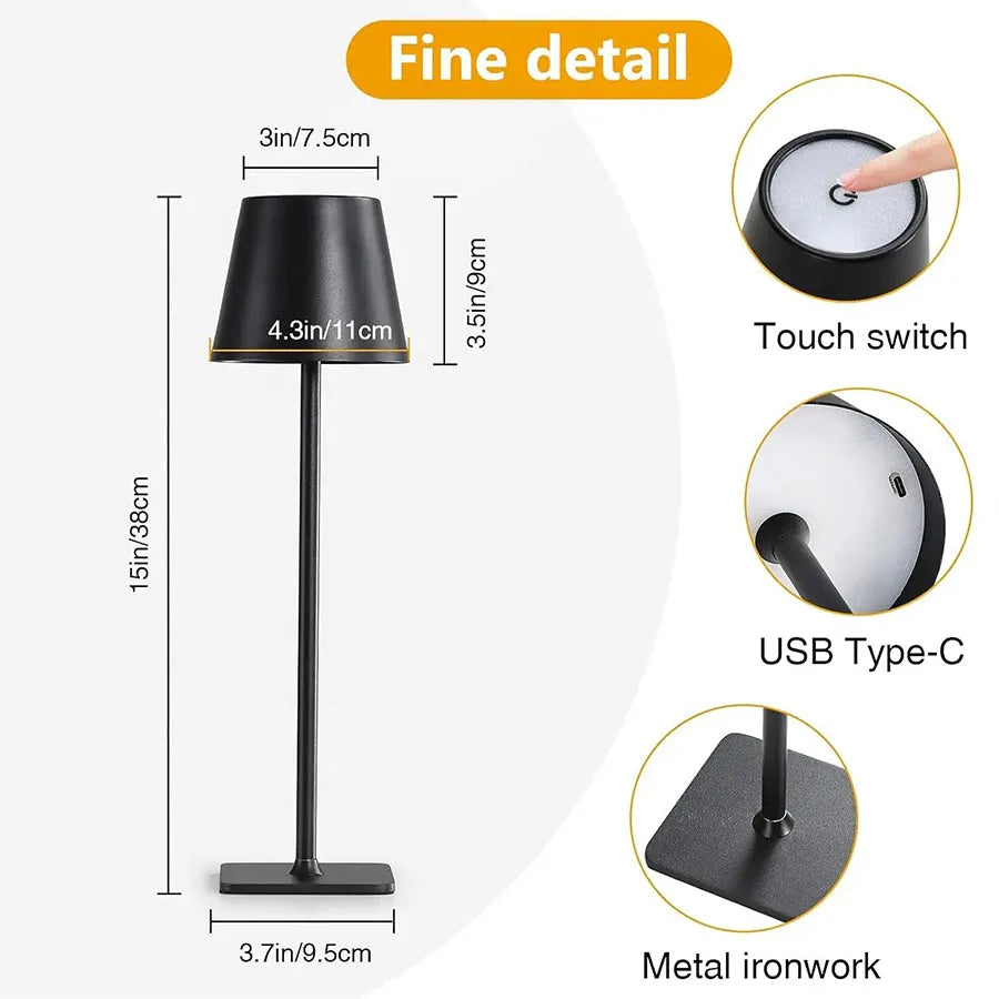 Touch Control 1800mAH high-capacity battery LED Desk Lamp - 3 Color Modes, Dimmable, USB Plug in, Eye-Caring Study/Bedside Light
