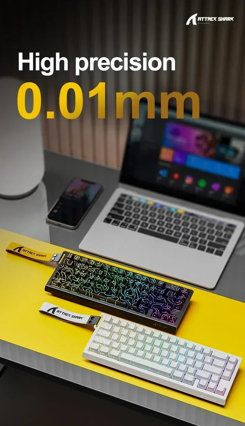 ATTACK SHARK X68HE Keyboard Magnetic Mechanical Gaming Wired Keyboard RGB 0.01mm Rapid Trigg 8000Hz SOCD/Rs 0.125ms 128K Rate