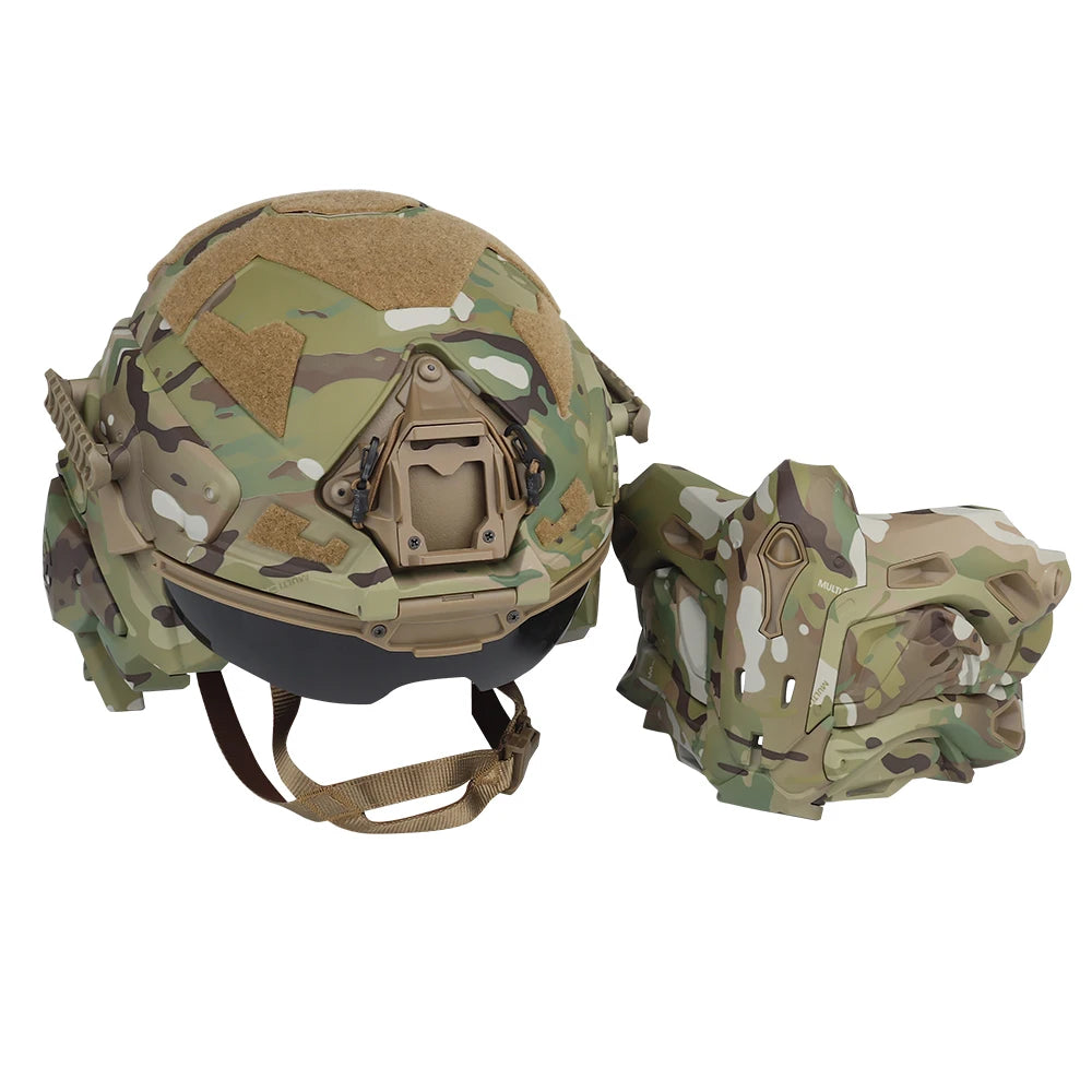 Tactical Assault Helmet with Fans and Headphone For Hunting Motorcycle Cosplay Protective Gear Full Covered Mask Fast Helmet