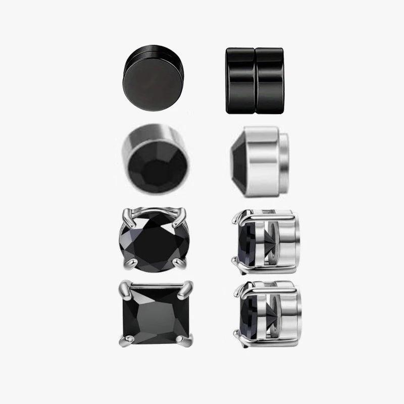 Set of man's magnetic earrings without punching ear clips,stainless steel personalized punk style women's ear studs