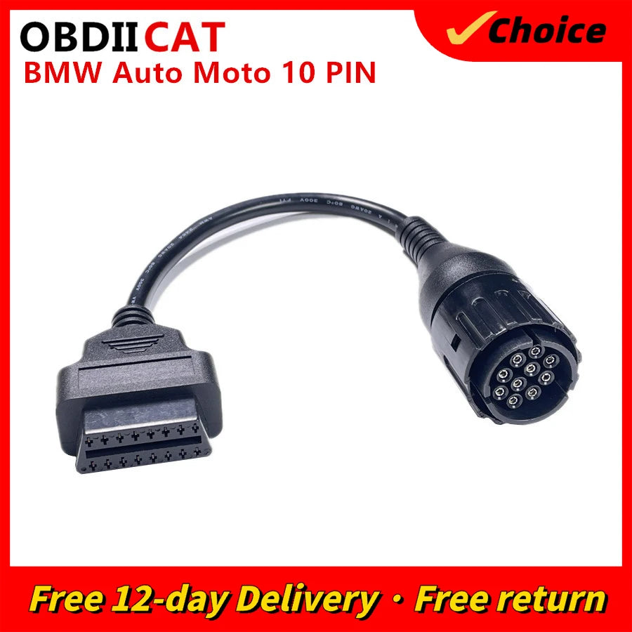 For BMW Motorcycle 10PIN Cable 10 Pin to OBD2 16 PIN Adapter Cable For BMW OBD2 Diagnostic Connector