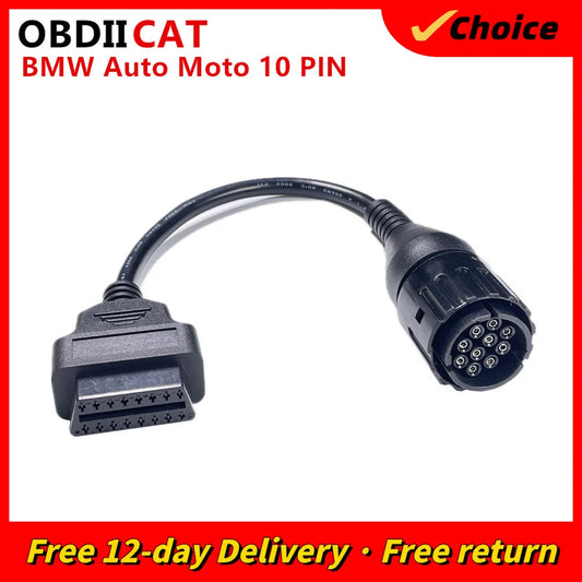 For BMW Motorcycle 10PIN Cable 10 Pin to OBD2 16 PIN Adapter Cable For BMW OBD2 Diagnostic Connector