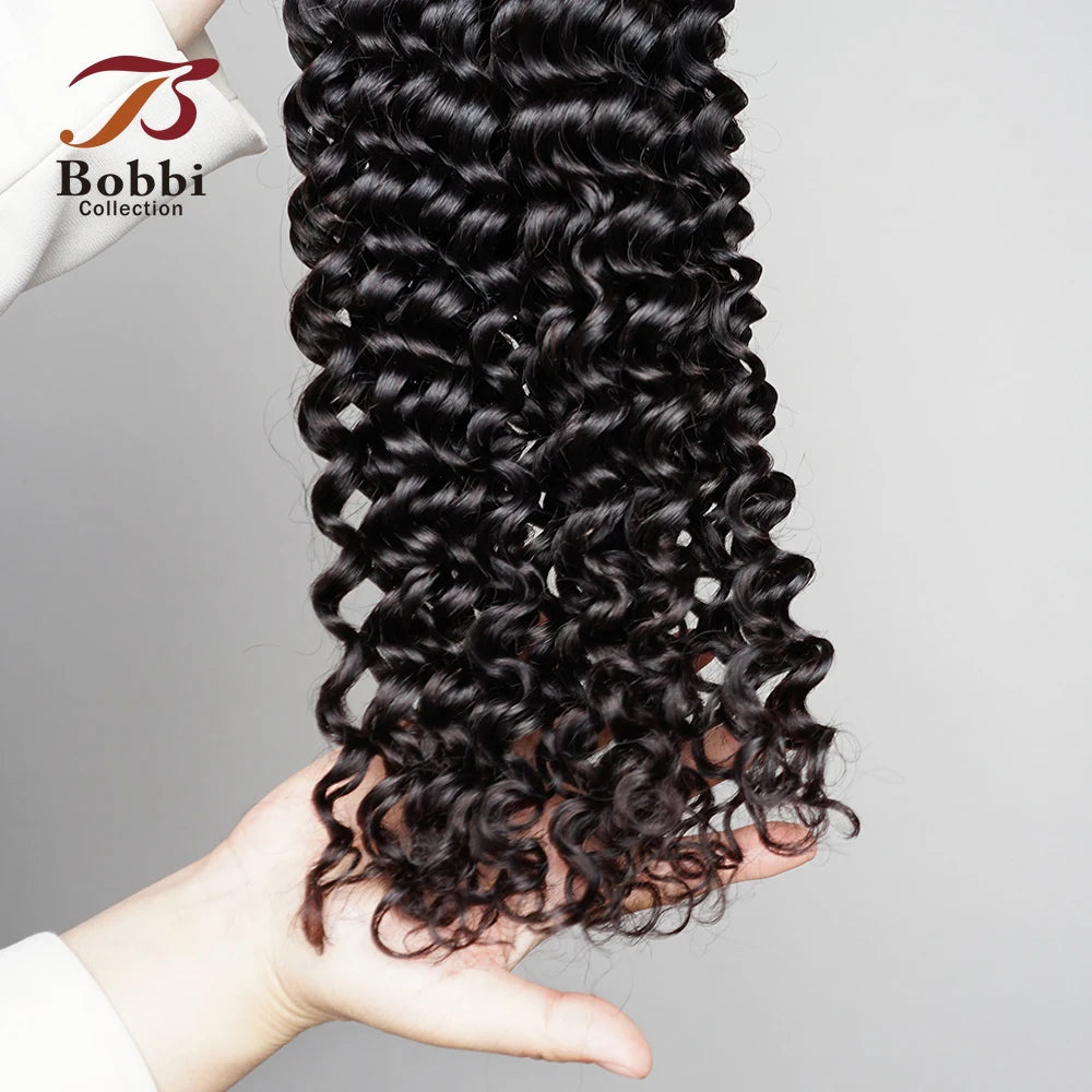 100% Human Hair Bulk for Braiding 1 Bundle Deep Wave Curly Natural Black Indian Remy Boho Braids Hair Bulk Extension Bobbi