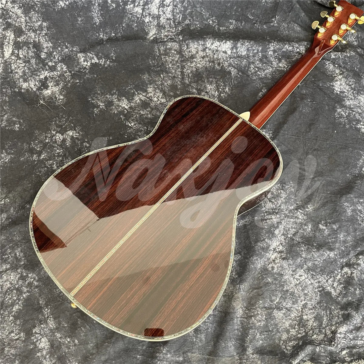 Sunburst Solid Spruce Acoustic Guitar 40 Inches OM Type 45 Model Rosewood Body Abalone Inlays Ebony Fingerboard