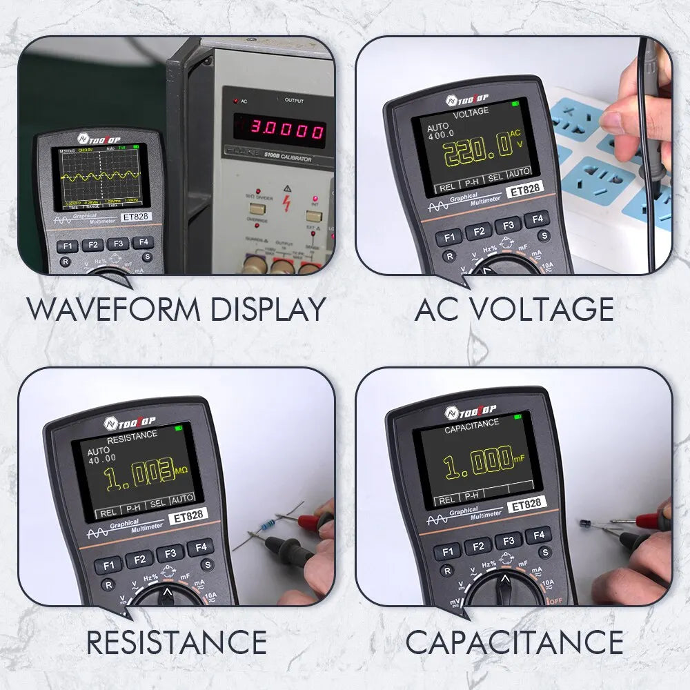 ET828 2 in 1 Digital Oscilloscope Multimeter 2.4 Inch Color Screen 2.5Msps Sampling Rate for DIY Electric Graphical Multimeter