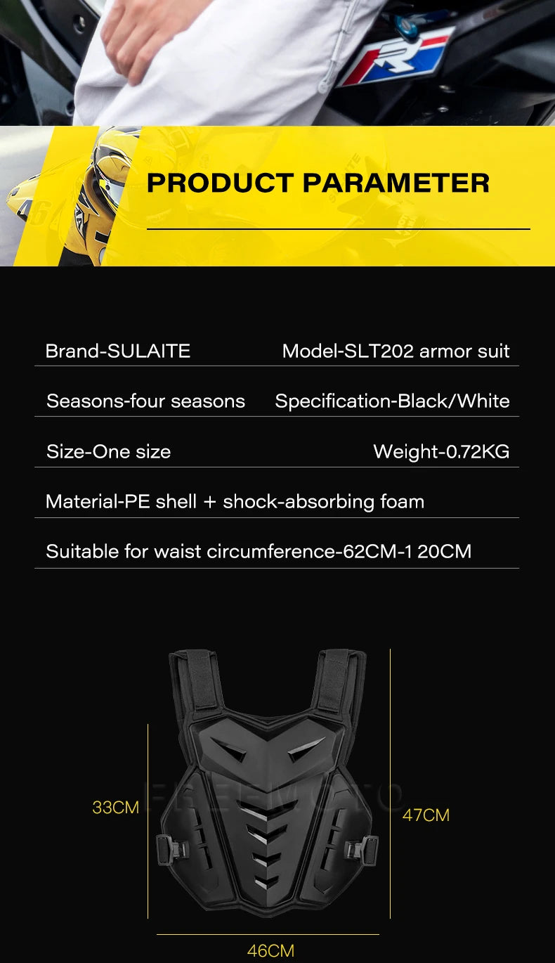 Motocross Body Armor Motorcycle Jacket Motocross Moto Vest Back Chest Protector Off-Road Dirt Bike Protective Gear