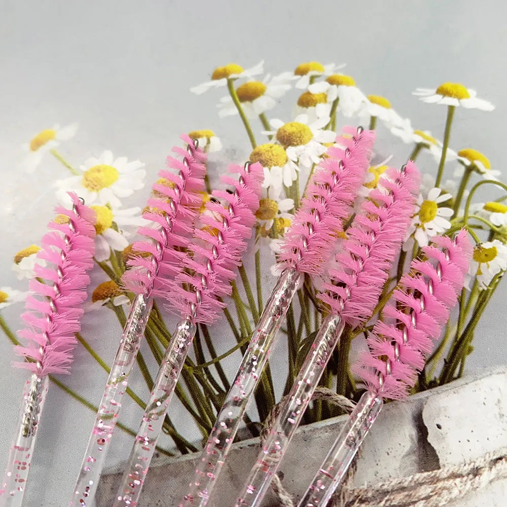 500Pcs Crystal Eyelash Makeup Brush Diamond Handle Mascara Wands Eyelash Extension Tool
