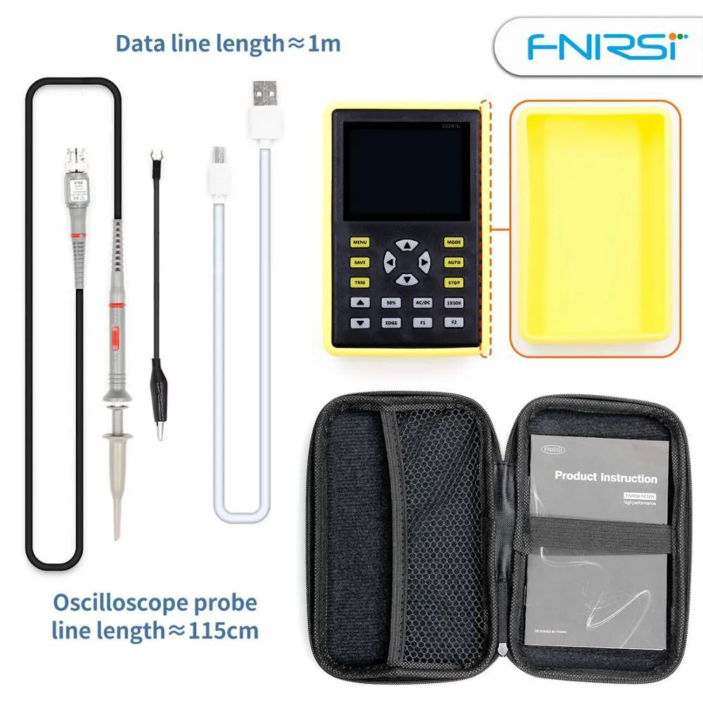 FNIRSI-5012H Handheld Digital Oscilloscope 500MS/s Sampling Rate 100MHz Analog Bandwidth 2.4 Inches Support Waveform Storage