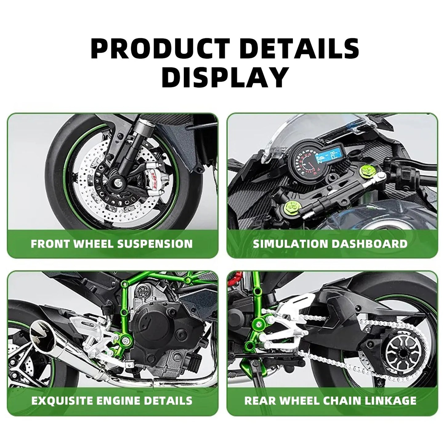 1:9 Ninja H2R Unique Motorcycle Model: Ideal Gift for Young Adults, Great for Romance, Friendship, Men's Birthd