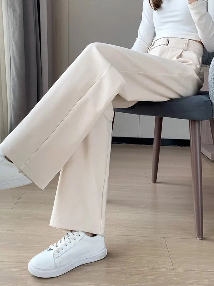 Fashion women's straight leg pants loose casual wide leg pants women straight leg small stylish senior all match all match pants