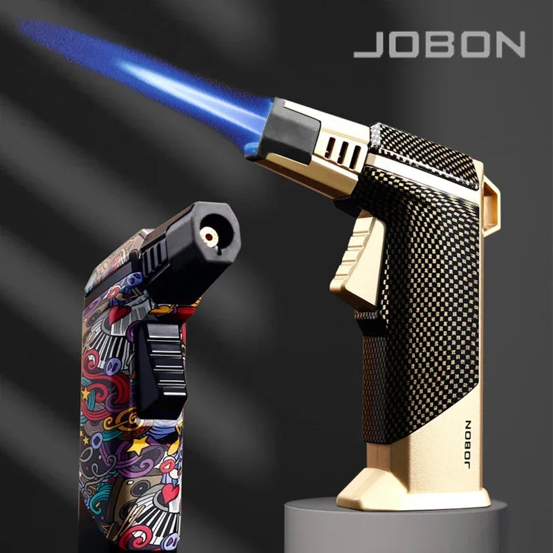 JOBON Multiple-uses Spray Gun Welding Gun Windproof Strong Blue Flame Gun Lighter with Flame Lock Non-slip Base Ignition Gadgets