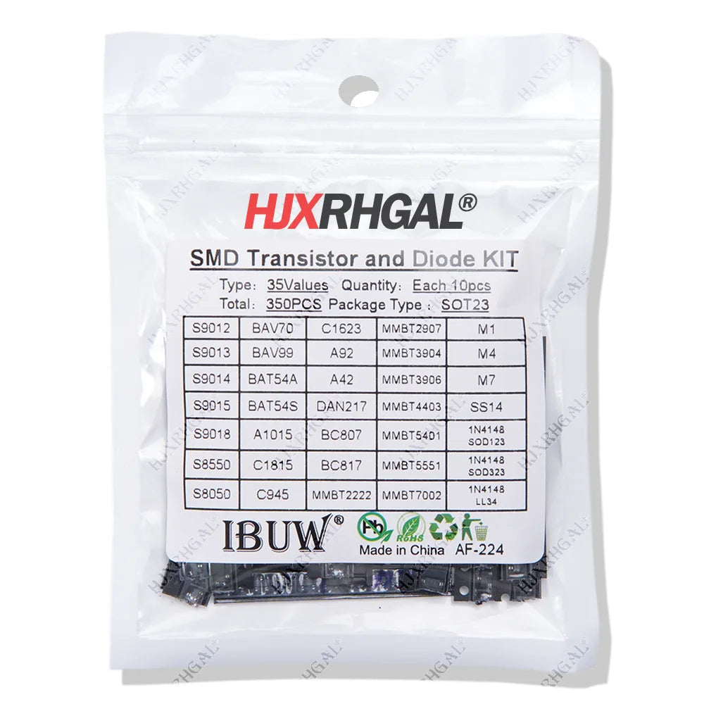 35values x 10PCS=350PCS SMD SMT hjxrhgal Transistor and Diode Assortment Kit