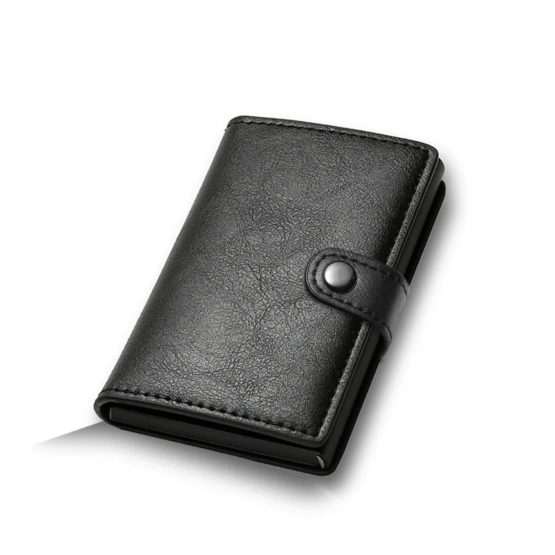 Carbon Fiber Credit Card Holder Wallet Men Rfid Smart Metal Thin Slim Pop Up Minimalist Wallet Small Black Purse Metal Vallet