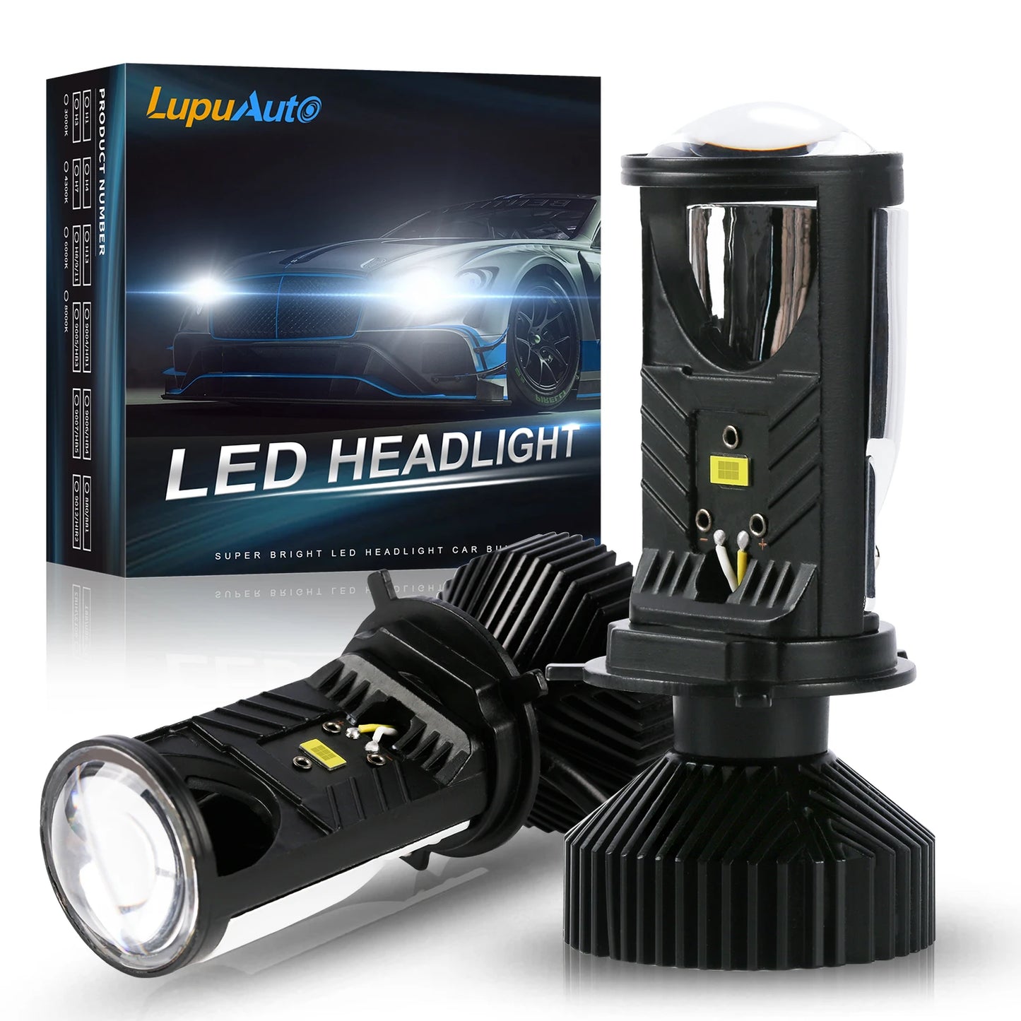 1pair Car LED H4 Mini Projector LED Headlights Bulbs Canbus 90W 6000K Super Bright High Beam Low Beam Lens Headlamps RHD LHD