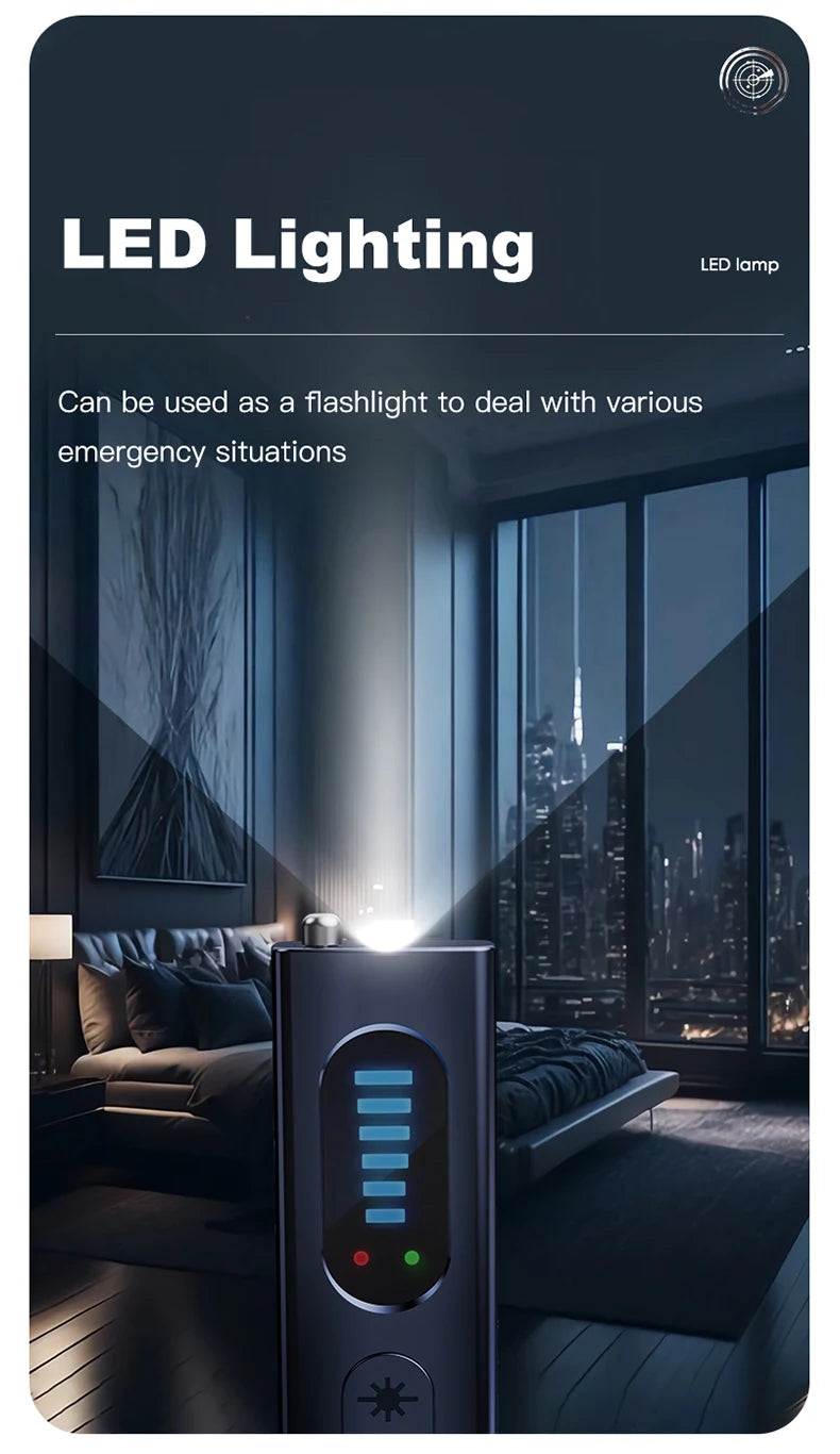 Portable Camera Detector Anti-Spy Car GPS Tracker Listening Device bug RF Wireless All Signal Scanner Gadget Security Protection