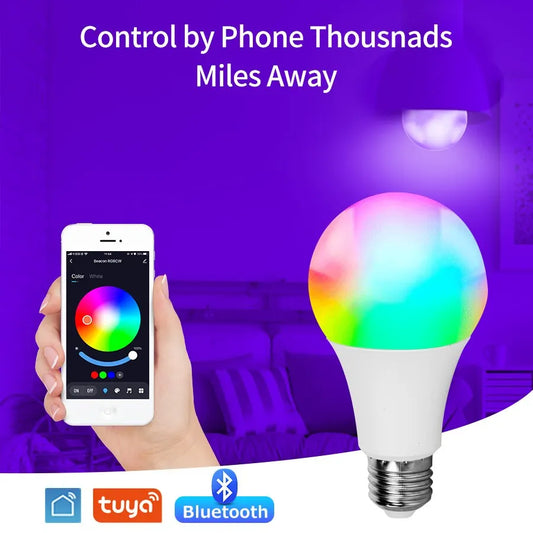 Tuya Smart Led Bulb E27 220V Smart Light Dimable Bluetooth RGB Lamp APP Control for Bedroom Room Decoration Party Lights