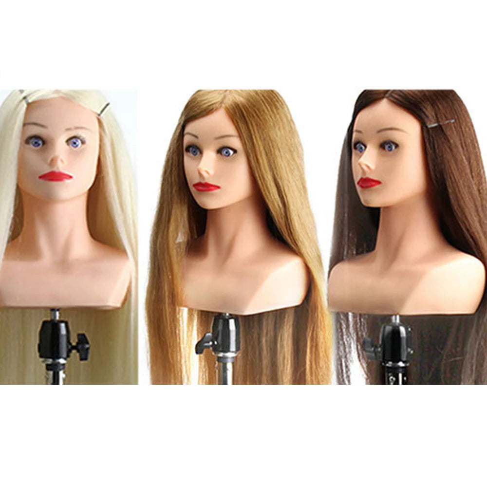 Training Head Wirh Shoulder 28inch Mannequin Head Professional Dolls Head For Cosmetology Manikin Salon Tools Brown Golden