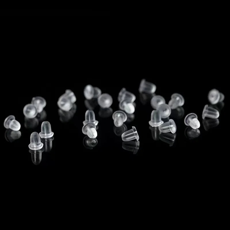 100pcs/lot Clear Soft Silicone Rubber Earring Backs Safety Bullet Stopper Rubber Jewelry Accessories DIY Parts Ear Plugging