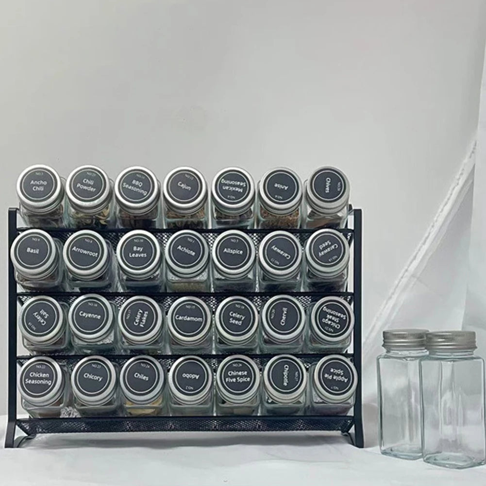 4 Tier Cupboard Storage Shelf Carbon Steel Spice Seasoning Jar Organizer Wall Mount Kitchen Spice Rack Non-Slip Pantry Organizer