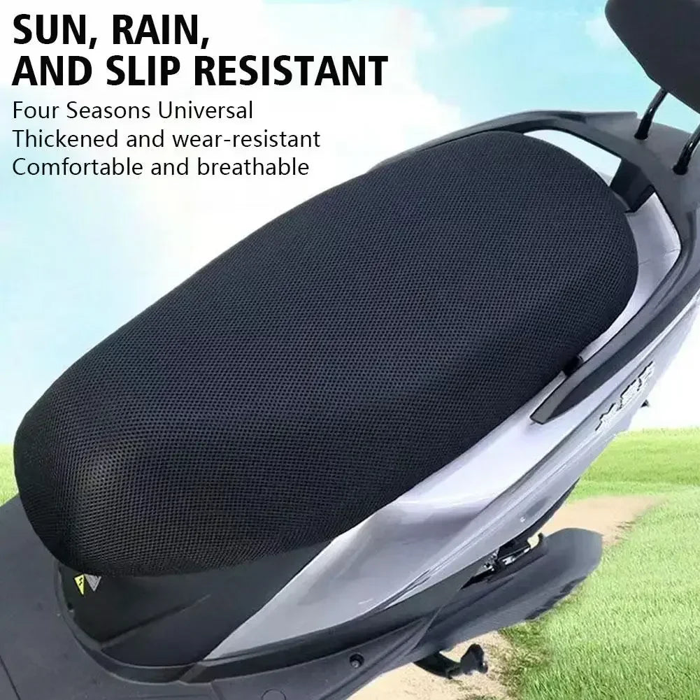 Motorcycle Electric Bike Breathable Seat Cover 3D Mesh Summer Heat Insulation Waterproof Pad Seat Cushion Honeycomb Mesh Cover