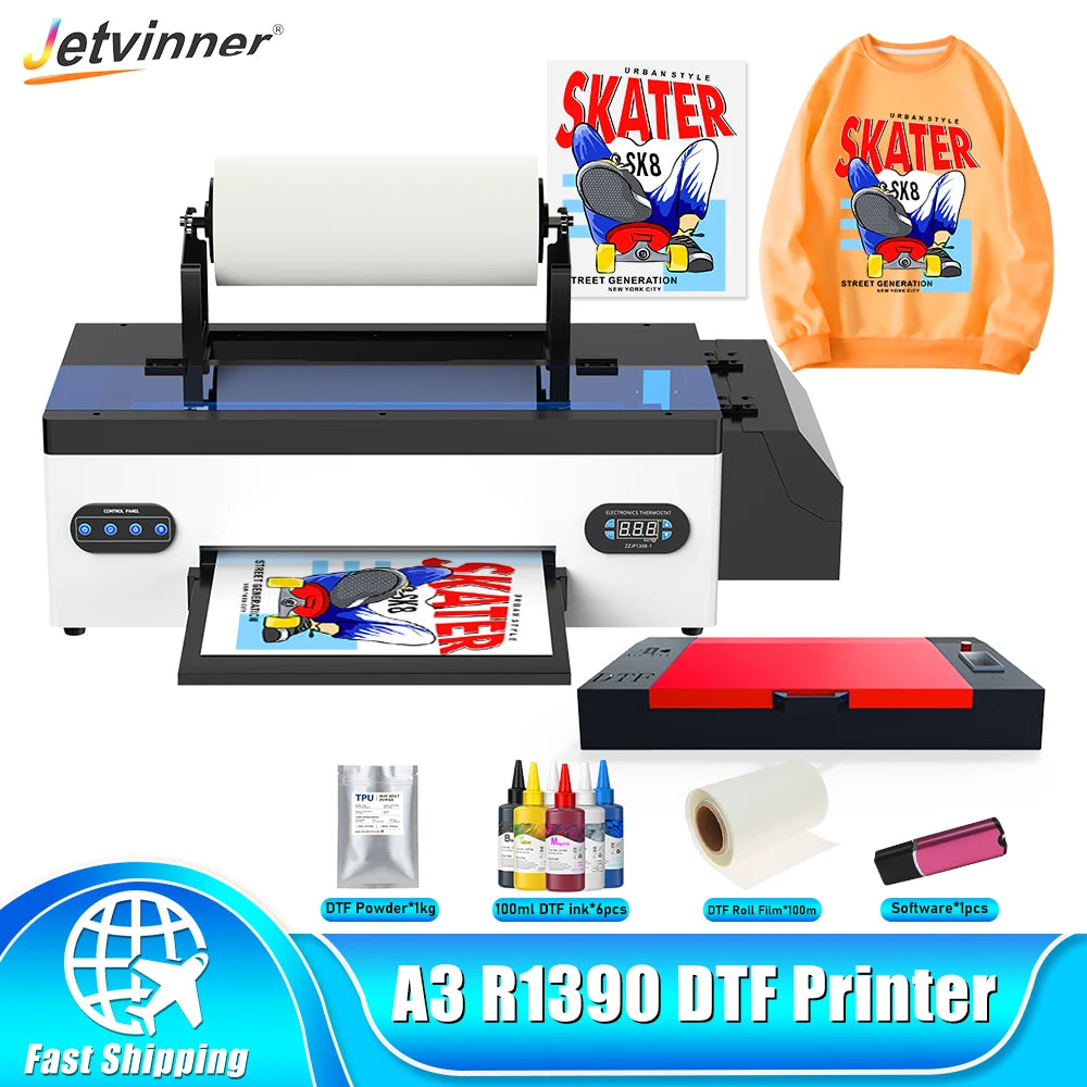 A3 DTF Printer For Epson R1390 T shirt Printing Machine With Curing Oven DTF Transfer Printer a3 For all Fabric Impresora dtf a3