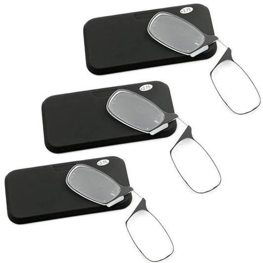 3pcs Clip Nose Mini Reading Glasses for men Optical Glasses With Box Wallet Prescription Eyeglasses 1.0-3.0
