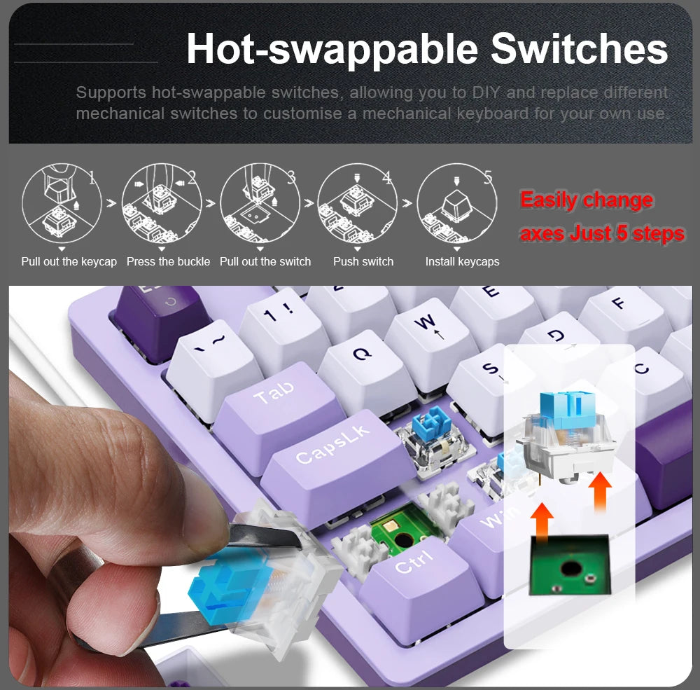 E-YOOSO Z94 USB Mechanical Gaming Keyboard Wired Monochrome Backlit 94 Key Russian Brazilian Portuguese for Compute Laptop PC