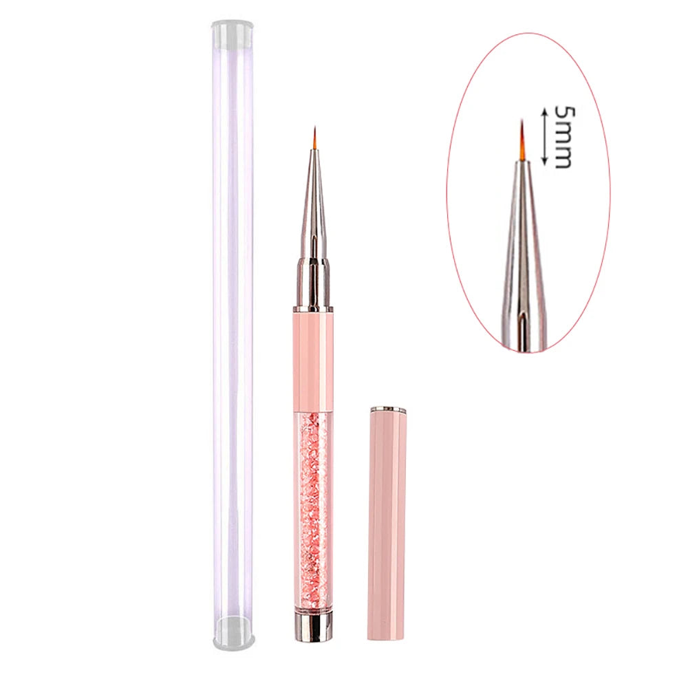Pink Nail Art Brushse Pen Lines Stripe Flower Painting Drawing Pen Acrylic UV Gel Extension Grids Nail Brush Manicure Tools 1PCS