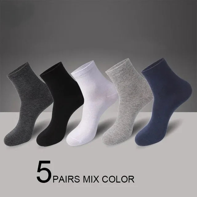 HSS 10Pairs Men‘s Socks Cotton Casual Business Middle Black Breathable Male Crew Socks Summer Winter Dress Gifts Socks Size38-45