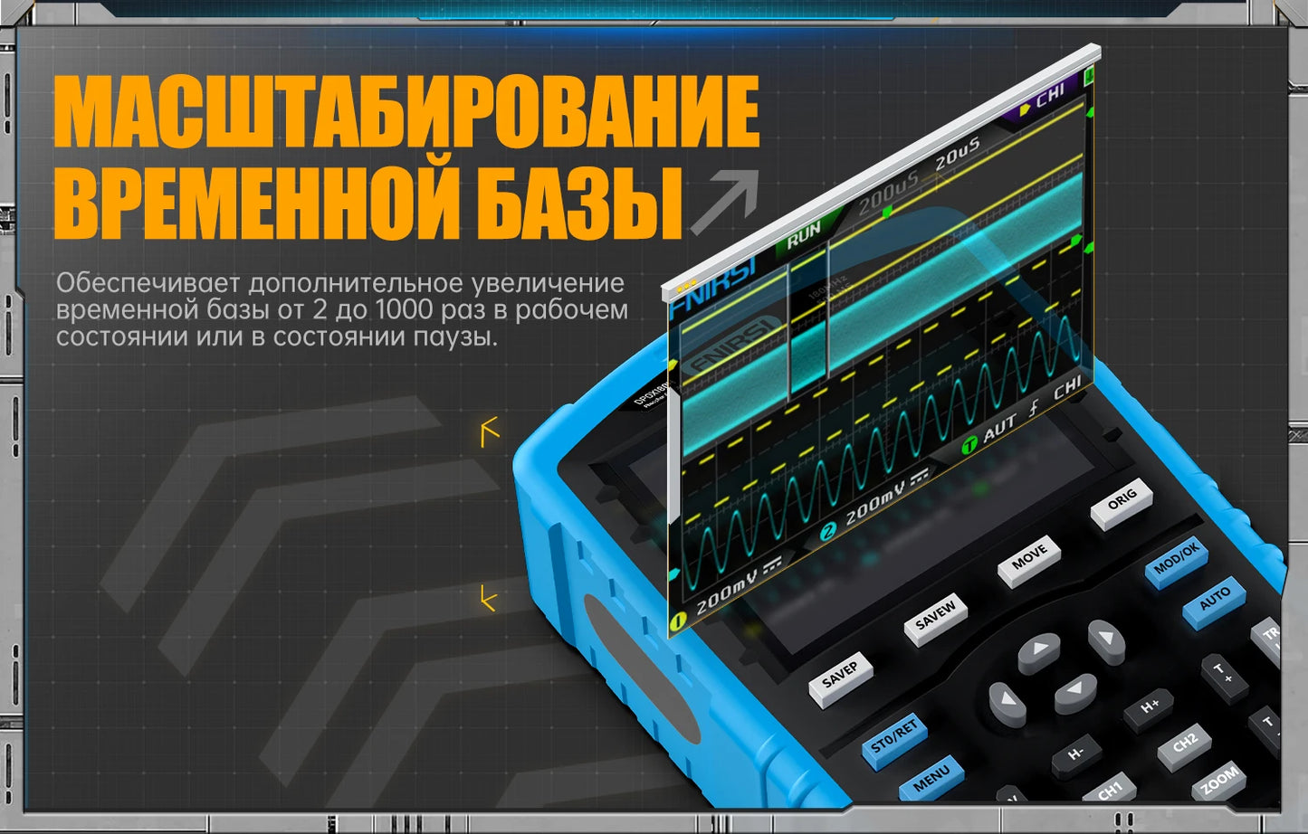 FNIRSI DPOX180H ру́сский язы́к портативный фосфористый цифровой 180 МГц 50000wfms/s генератор сигналов 20 МГц ZOOM