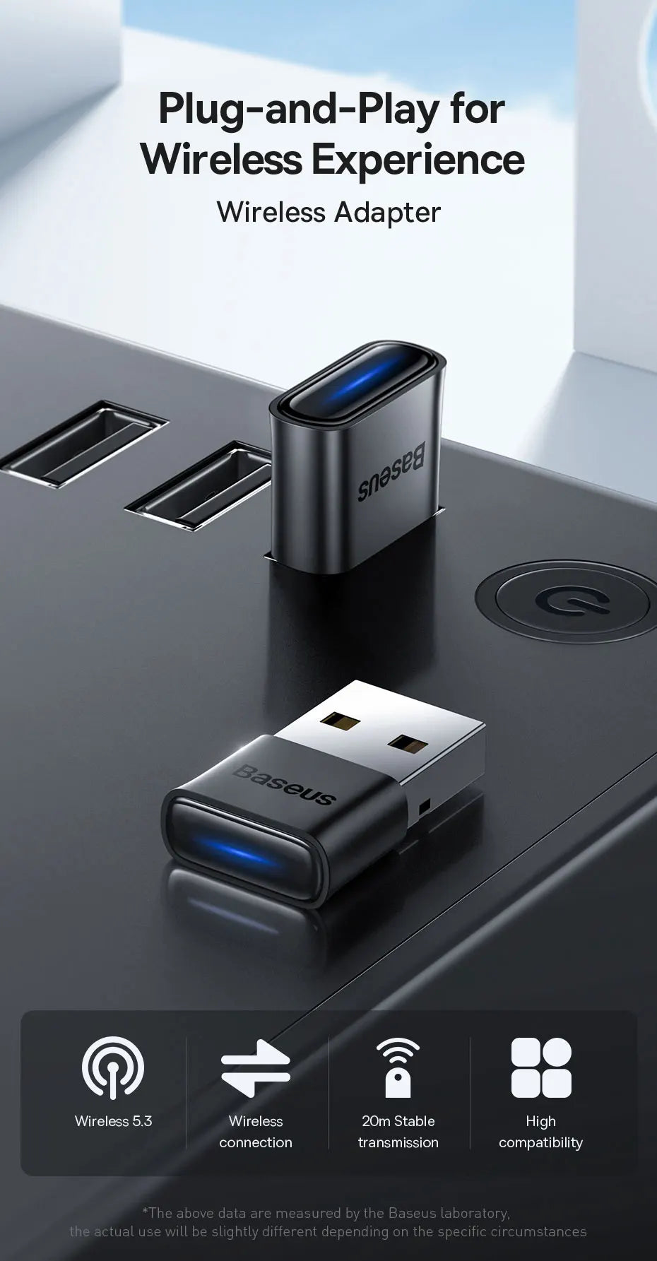 Baseus USB Bluetooth Adapter Bluetooth 5.3 Music Audio Receiver Transmitter For PC Speaker Laptop Wireless Mouse USB Transmitter