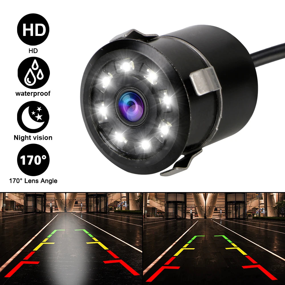 8 LED Car Rear View Camera 170° Night Vision Parking Reversing Monitoring CCD Waterproof Wide Angle Backup Cameras