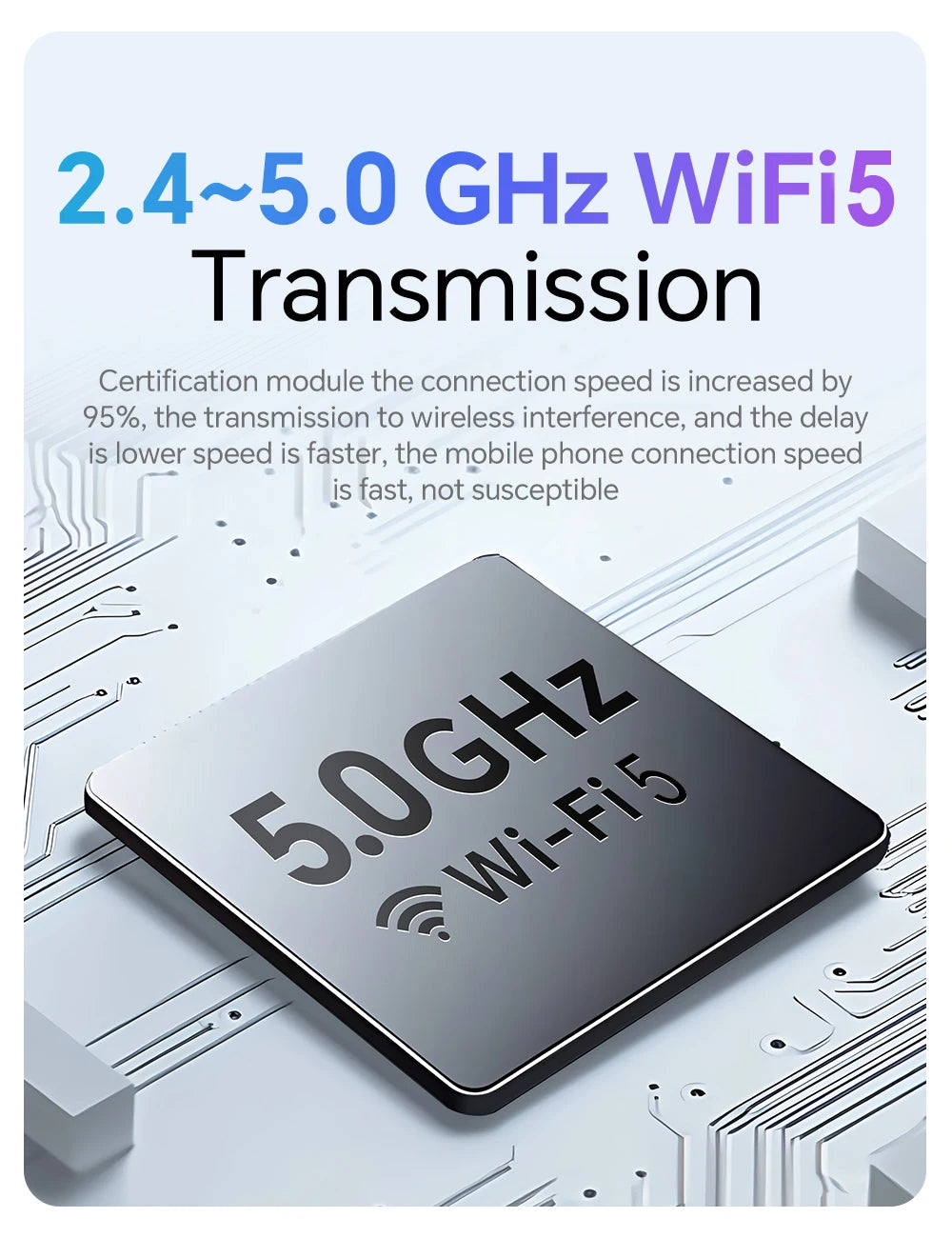 Mini Box Wired to Wireless CarPlay and Android Auto 5GHz WiFi5 Transmission Speed Plug and Play Fashionable and Portable